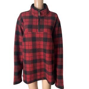 John Wayne Stock and Supply Pullover Fleece Jacket Mens XL Red Black Checks